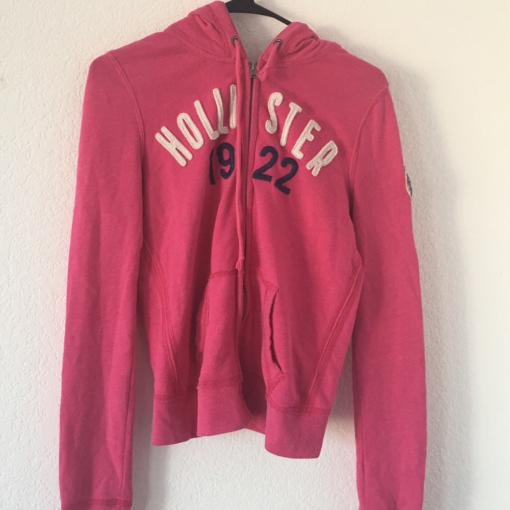 Pink Hollister Zip Up Sweater